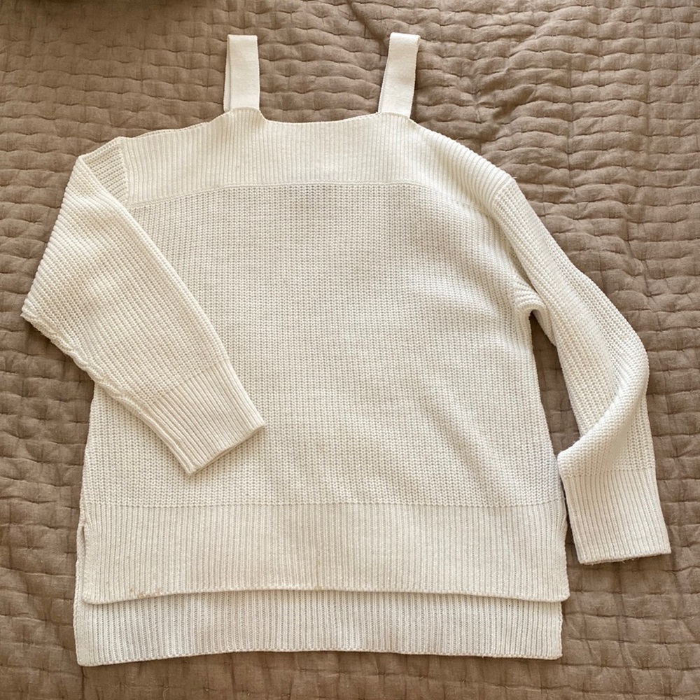 Off the shoulder cream sweater